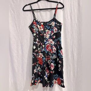 Express Floral Spaghetti Strap Mini Dress with Pockets